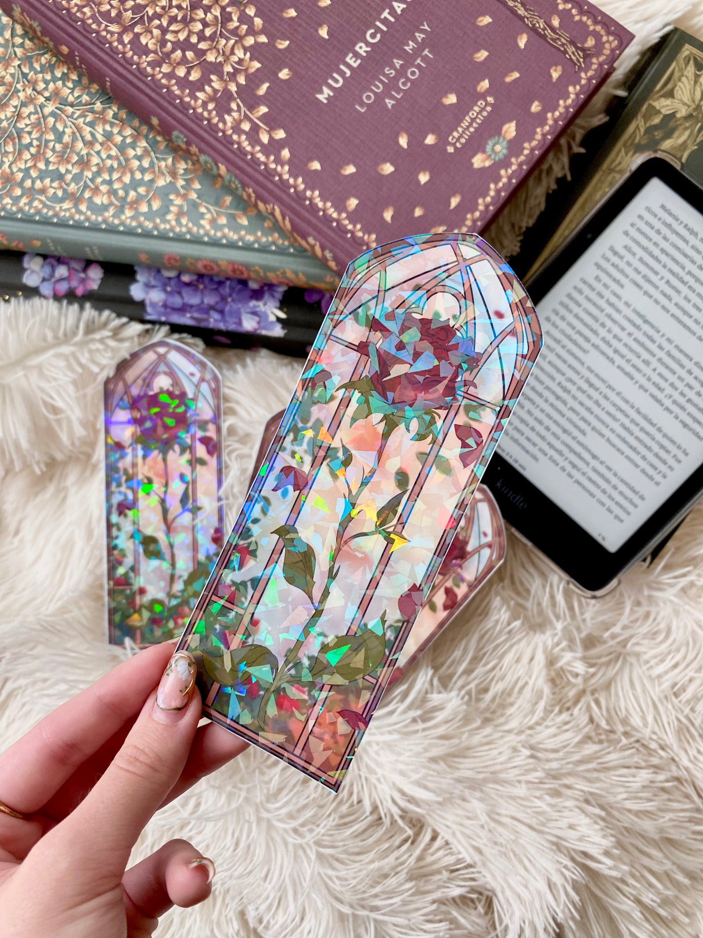 Rosa Roja - Sant Jordi - Stained Glass Bookmark