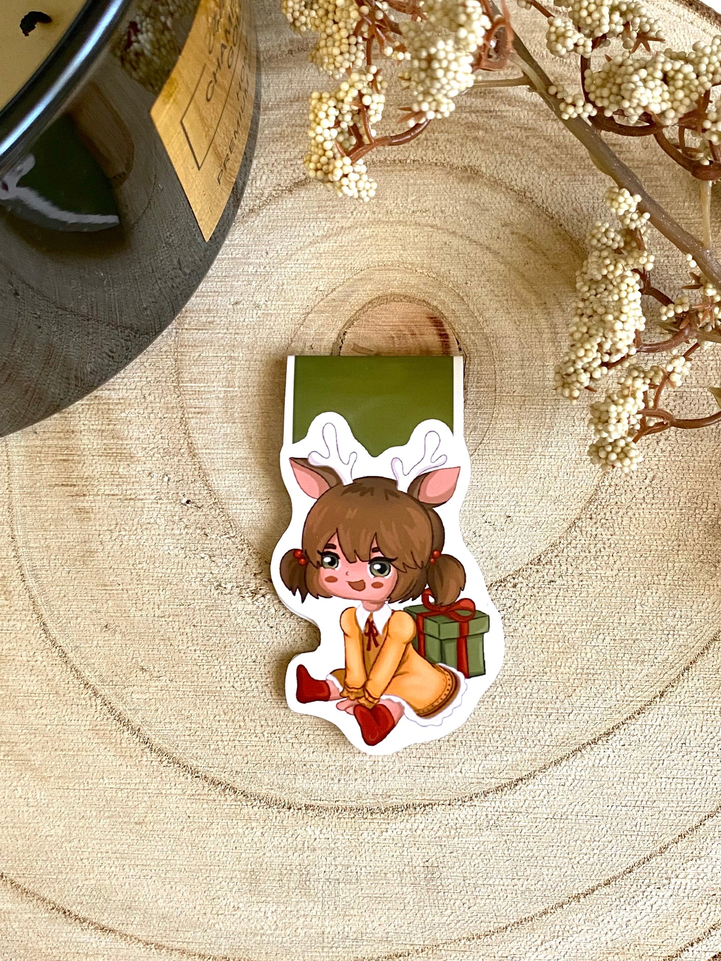 Christmas Gift Girl Magnetic Bookmark