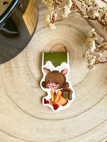 Christmas Gift Girl Magnetic Bookmark
