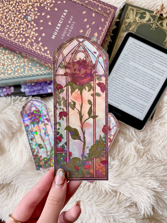 Rosa Roja - Sant Jordi - Stained Glass Bookmark