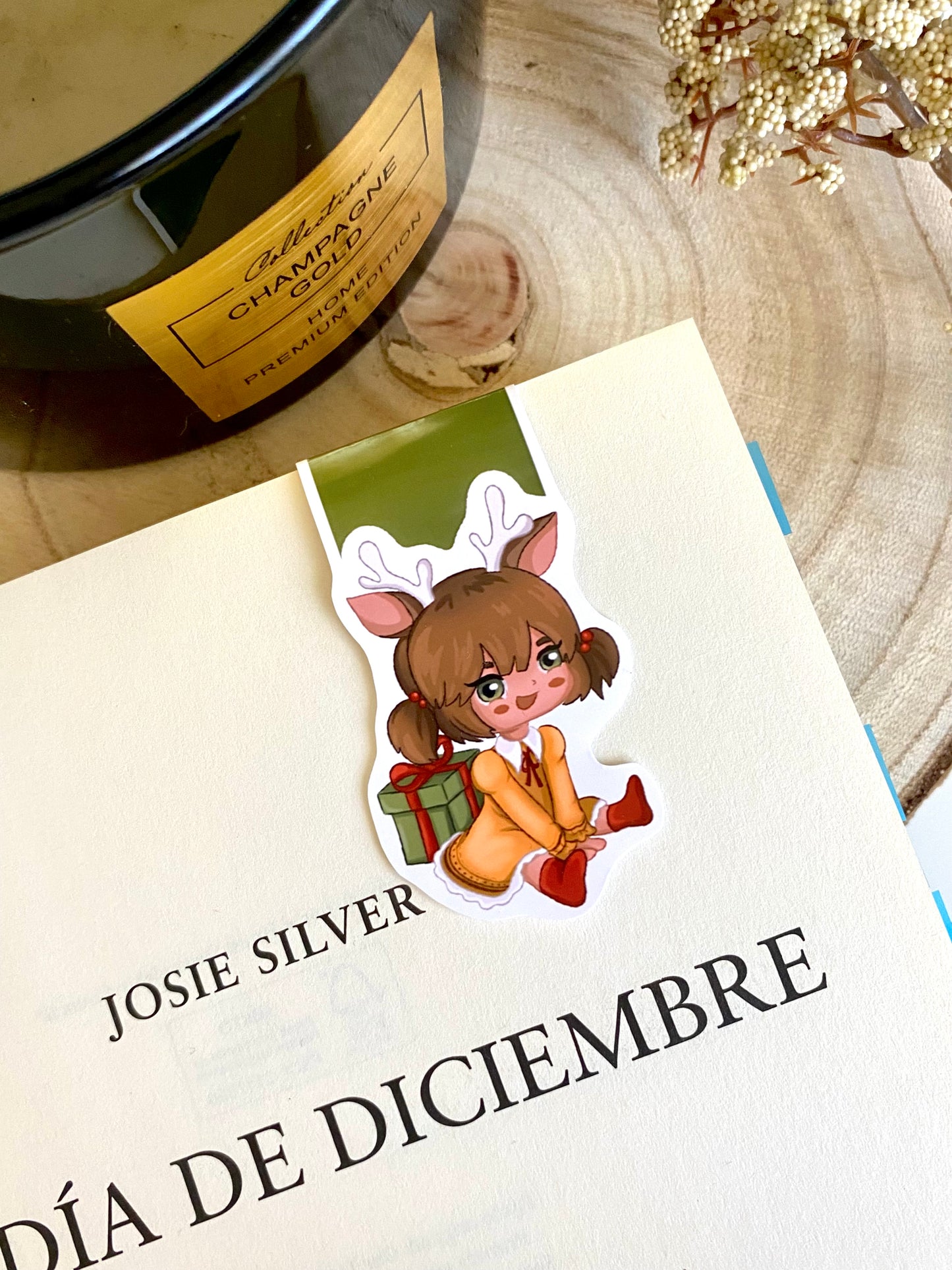 Christmas Gift Girl Magnetic Bookmark