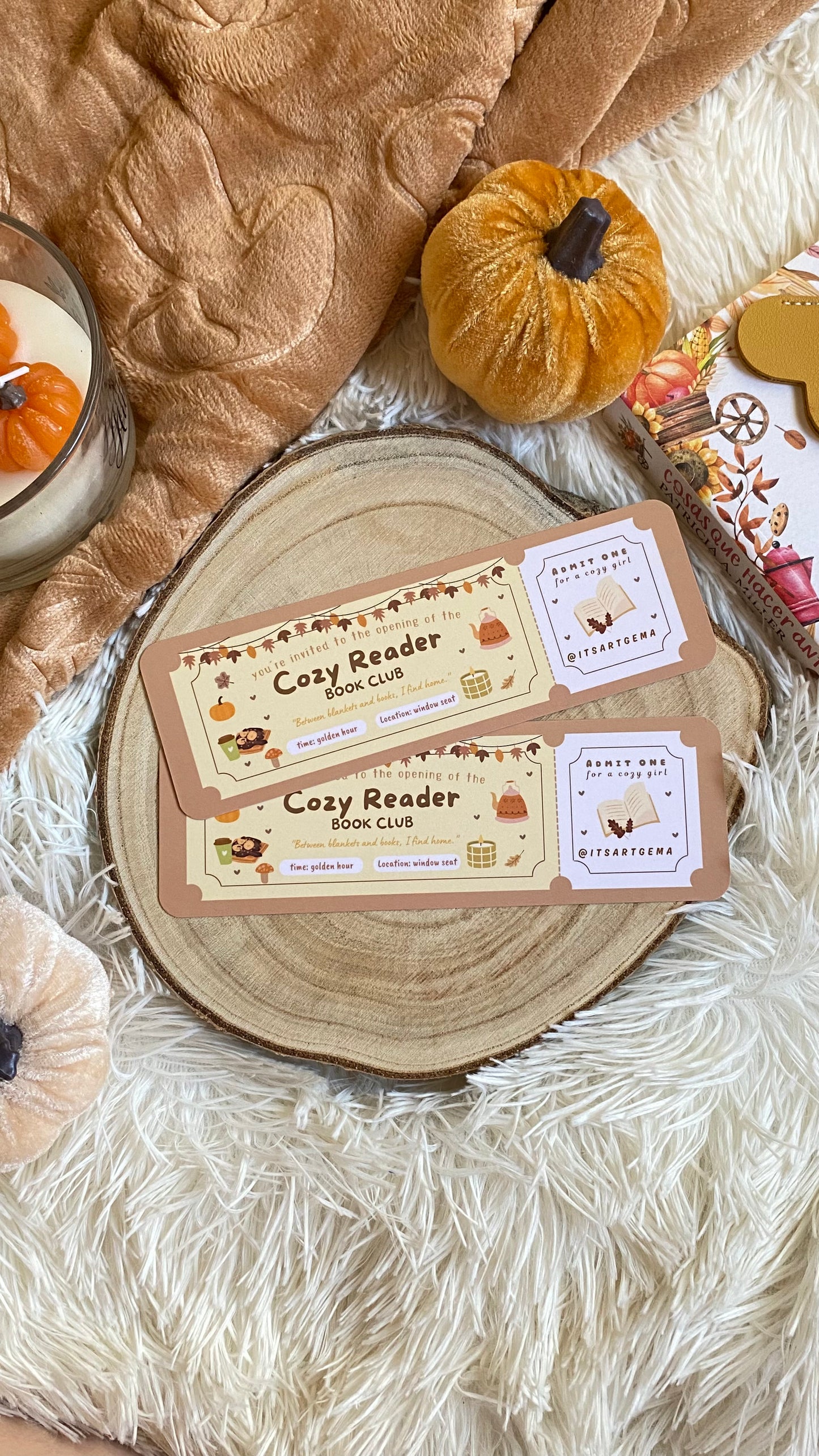 Cozy Reader Ticket Bookmark