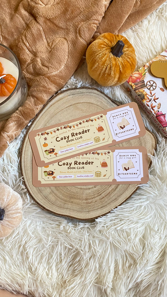Cozy Reader Ticket Bookmark
