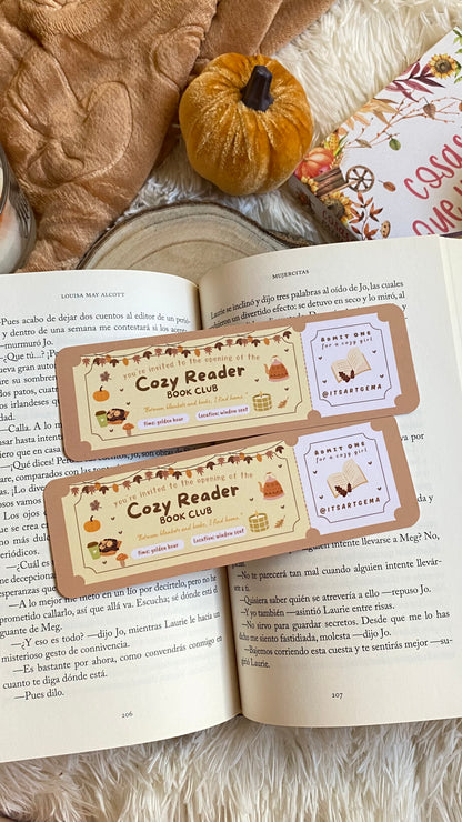 Cozy Reader Ticket Bookmark
