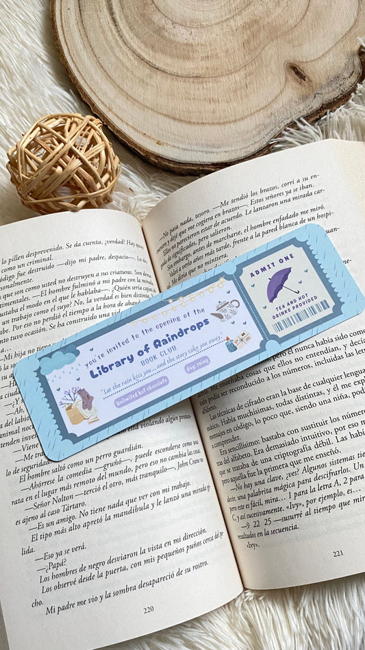 Library of Raindrops Bookmark Ticket