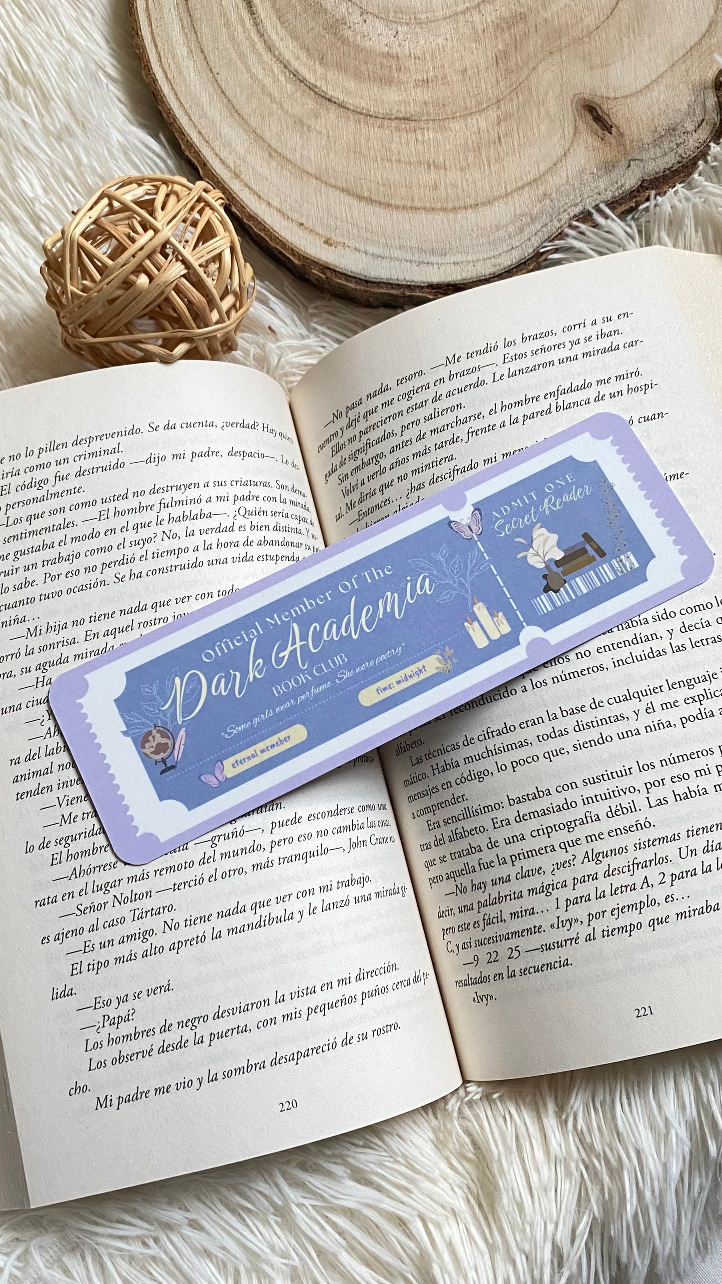 Dark Academia Bookmark Ticket