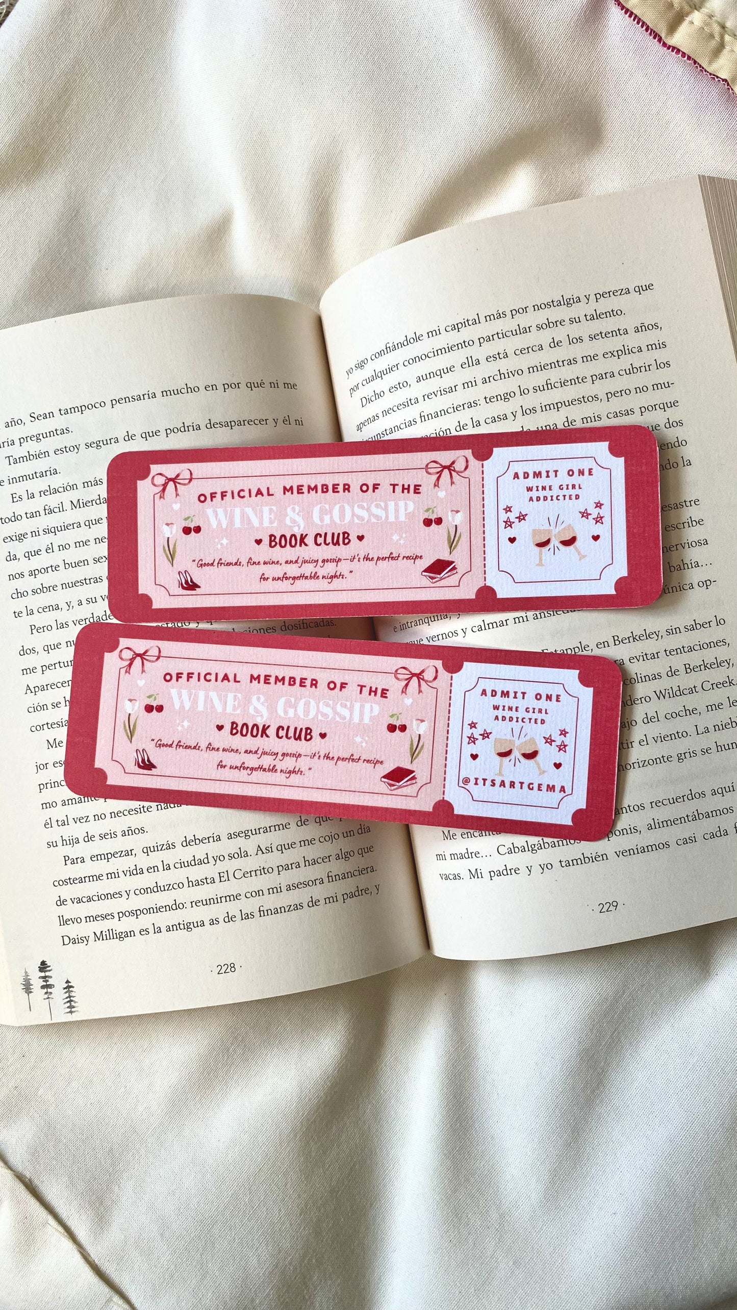Wine and Gossip Bookmark Ticket