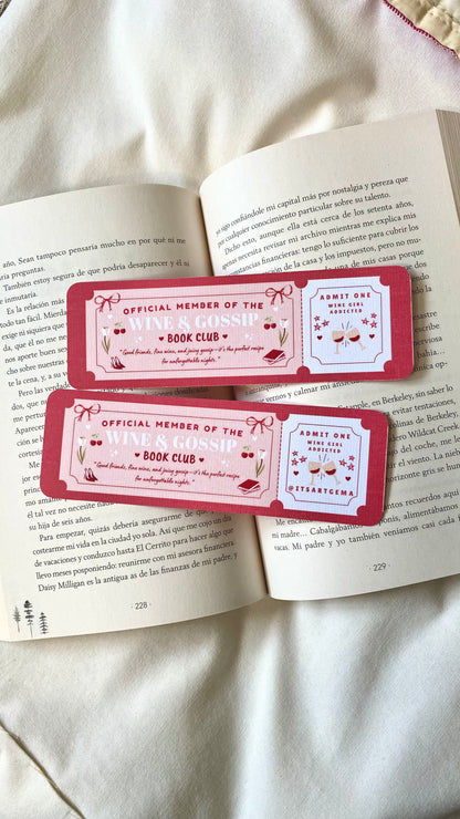 Wine and Gossip Bookmark Ticket