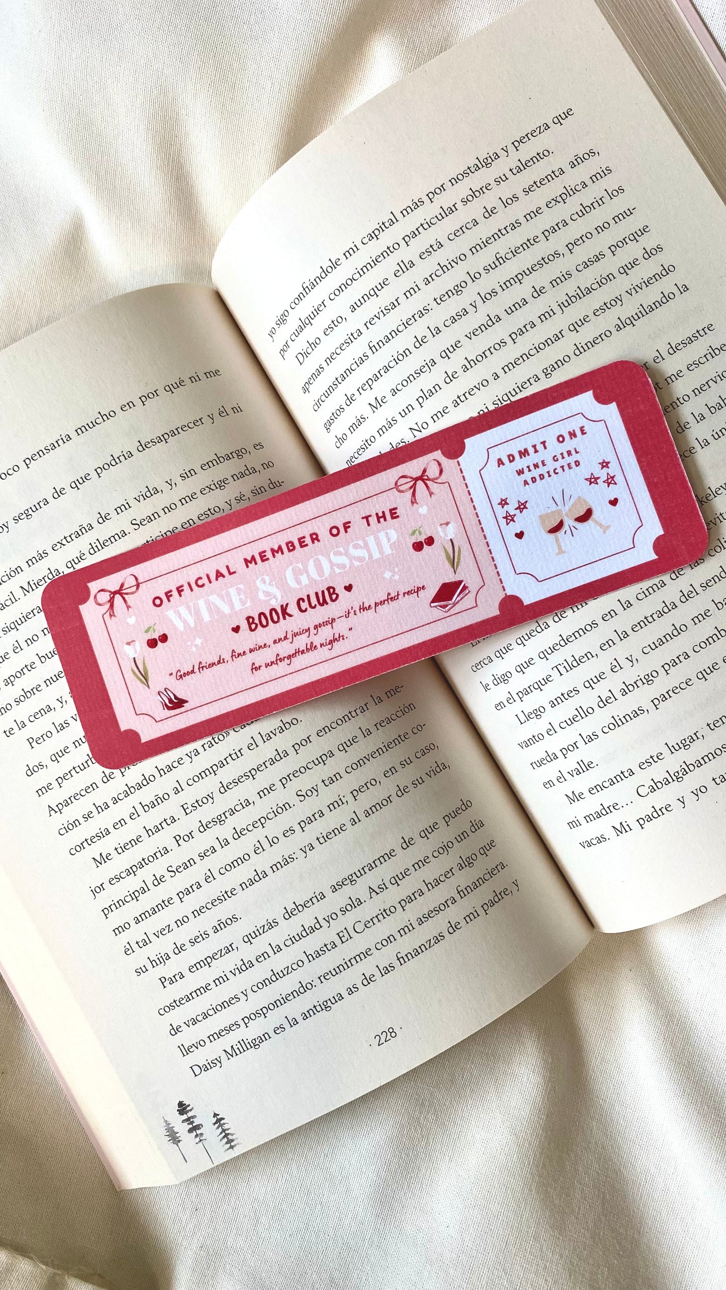 Wine and Gossip Bookmark Ticket